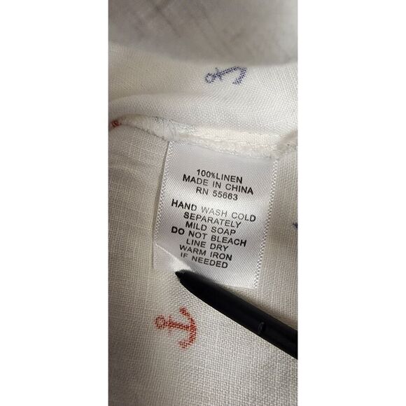 Cynthia Rowley Womens Sailboat Anchors Linen Tunic Blouse Multi-White Size Small - Picture 9 of 9